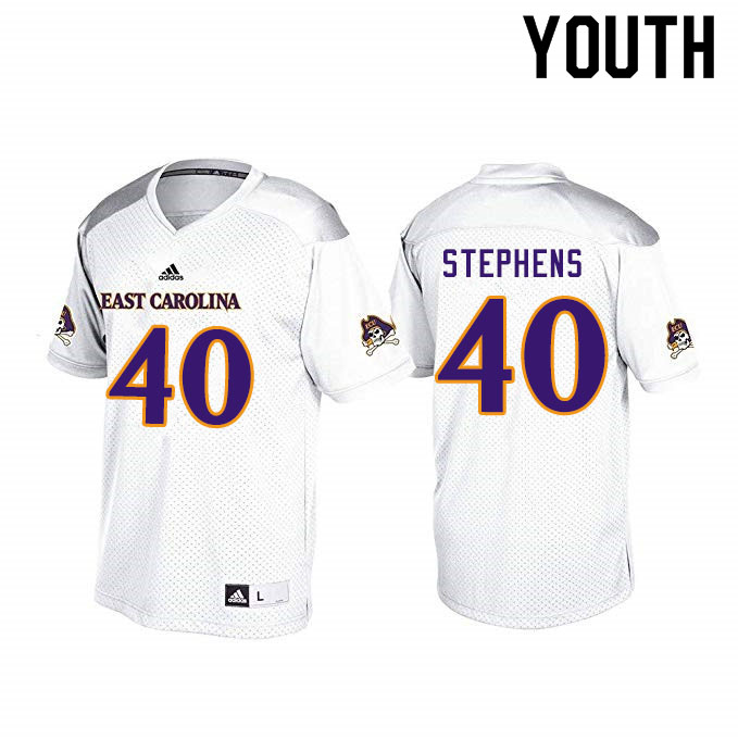 Youth #40 Chad Stephens ECU Pirates College Football Jerseys Sale-White